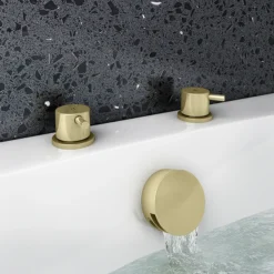 Arezzo Brushed Brass 3/4" Deck Bath Side Valves (Pair) -Espaces Bain Shop azbbsdvd1