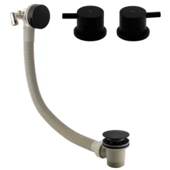 Arezzo Matt Black Deck Bath Side Valves With Freeflow Bath Filler