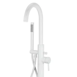 Arezzo Matt White Freestanding Bath Tap With Shower Mixer -Espaces Bain Shop azfswht d2