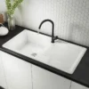 Arezzo Matt Black Industrial Style 1-Touch Kitchen Mixer Tap -Espaces Bain Shop azis2ktblknwd4