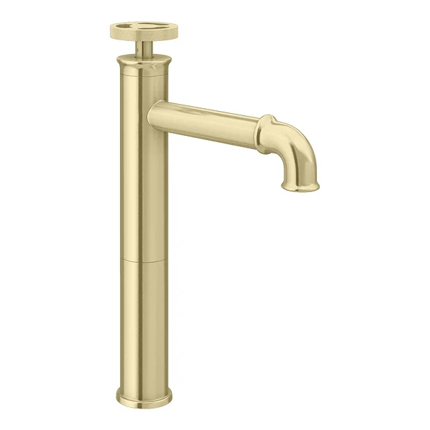 Arezzo Brushed Brass Industrial Style High Rise Basin Mixer 7 Arezzo Brushed Brass Industrial Style High Rise Basin Mixer - Image 5