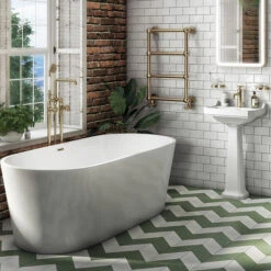 Arezzo Brushed Brass Industrial Style Freestanding Bath Shower Mixer Tap