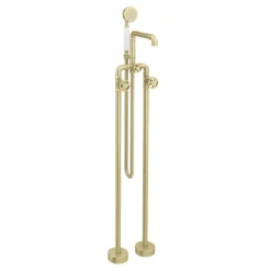 Arezzo Brushed Brass Industrial Style Freestanding Bath Shower Mixer Tap -Espaces Bain Shop azisbb05 n d2