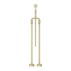 Arezzo Brushed Brass Industrial Style Freestanding Bath Shower Mixer Tap -Espaces Bain Shop azisbb05 n d4