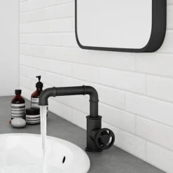 Arezzo Matt Black Industrial Style Side Tap Head Basin Mixer 12 Arezzo Matt Black Industrial Style Side Tap Head Basin Mixer -Espaces Bain Shop azisbk01a n d4