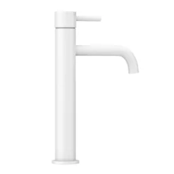 Arezzo Round Matt White High Rise Mono Basin Mixer Tap -Espaces Bain Shop azmwhrt d2
