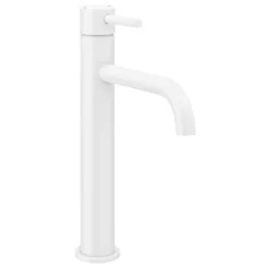 Arezzo Round Matt White High Rise Mono Basin Mixer Tap -Espaces Bain Shop azmwhrtlrg