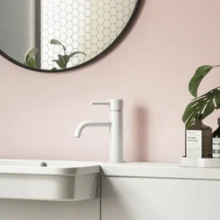 Arezzo Round Matt White Basin Mono Mixer Tap -Espaces Bain Shop azrmwtd1