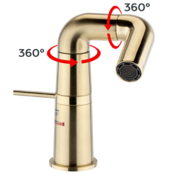 Arezzo Basin Mixer Tap With 360 Degree Rotating Spout Brushed Brass 7 Arezzo Basin Mixer Tap With 360 Degree Rotating Spout Brushed Brass -Espaces Bain Shop azrtbb d1