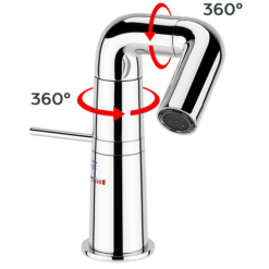 Arezzo Basin Mixer Tap With 360 Degree Rotating Spout Chrome -Espaces Bain Shop azrtchd1