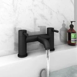 Arezzo Round Matt Black Tap Package (Bath + Basin Tap) -Espaces Bain Shop azrtpk d2