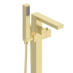 Arezzo Square Thermostatic Floor Mounted Freestanding Bath Shower Mixer Brushed Brass 7 Arezzo Square Thermostatic Floor Mounted Freestanding Bath Shower Mixer Brushed Brass -Espaces Bain Shop azsqtfstbb1 d1