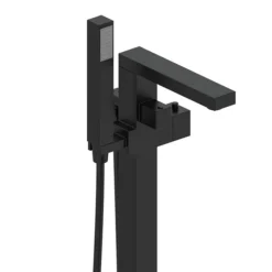 Arezzo Square Thermostatic Floor Mounted Freestanding Bath Shower Mixer Matt Black -Espaces Bain Shop azsqtfstmb1 d1