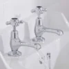 Hudson Reed Topaz Black Basin Taps - Chrome -Espaces Bain Shop bc401hx d1