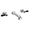 Hudson Reed Topaz Black Lever Wall Mounted Bath Spout And Stop Taps - Chrome -Espaces Bain Shop bc409dl l1