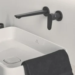 Ideal Standard Silk Black Cerafine O Wall Mounted Basin Mixer -Espaces Bain Shop bd133xg d3