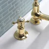 Crosswater Belgravia Unlacquered Brass Crosshead 3 Tap Hole Basin Mixer -Espaces Bain Shop bl130dpq d1