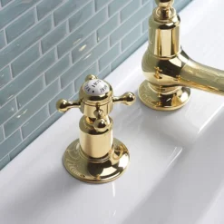 Crosswater Belgravia Unlacquered Brass Crosshead 3 Tap Hole Basin Mixer