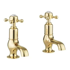 Crosswater Belgravia Unlacquered Brass Crosshead Cloakroom Basin Taps