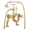 Crosswater Belgravia Unlacquered Brass Crosshead Bath Shower Mixer With Kit -Espaces Bain Shop bl422dq l