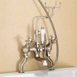 Burlington Claremont Angled Bath Shower Mixer With Slide Rail & Soap Basket -Espaces Bain Shop burlingtonbirkenheadangledbathshowermixerwithsliderailsoapbasketh230bid1