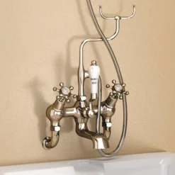 Burlington Anglesey Angled Wall Mounted Bath Shower Mixer With Shower Hook -Espaces Bain Shop burlingtonclaremontangledwallmountedbathshowermixerh335cld1