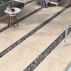 Carmona Beige Outdoor Stone Effect Floor Tile - 600 X 900mm -Espaces Bain Shop car6090bei d3