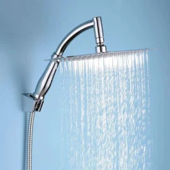 Cast Bath Shower Mixer With 200mm Square Shower Head, Extension Arm + Hose Kit -Espaces Bain Shop cas002kit d1
