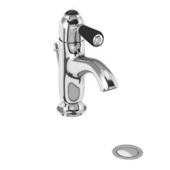 Burlington Chelsea Black Curved Basin Mixer With Pop-up Waste