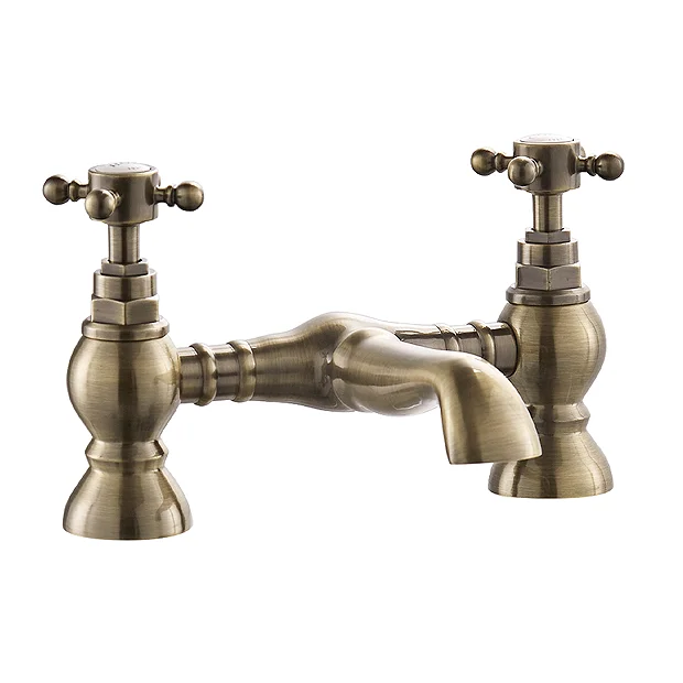 Chatsworth 1928 Antique Brass Crosshead Bath Filler Tap 4 Chatsworth 1928 Antique Brass Crosshead Bath Filler Tap - Image 2