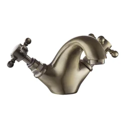 Chatsworth 1928 Antique Brass Traditional Crosshead Mono Basin Mixer Tap -Espaces Bain Shop chbmbra d5