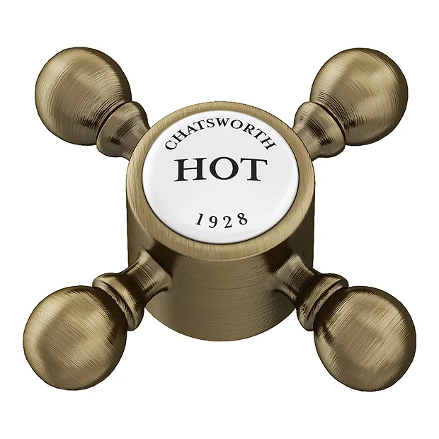 Chatsworth 1928 Antique Brass Crosshead Bath Shower Mixer Tap With Shower Kit 7 Chatsworth 1928 Antique Brass Crosshead Bath Shower Mixer Tap With Shower Kit - Image 5