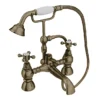 Chatsworth 1928 Antique Brass Crosshead Bath Shower Mixer Tap With Shower Kit