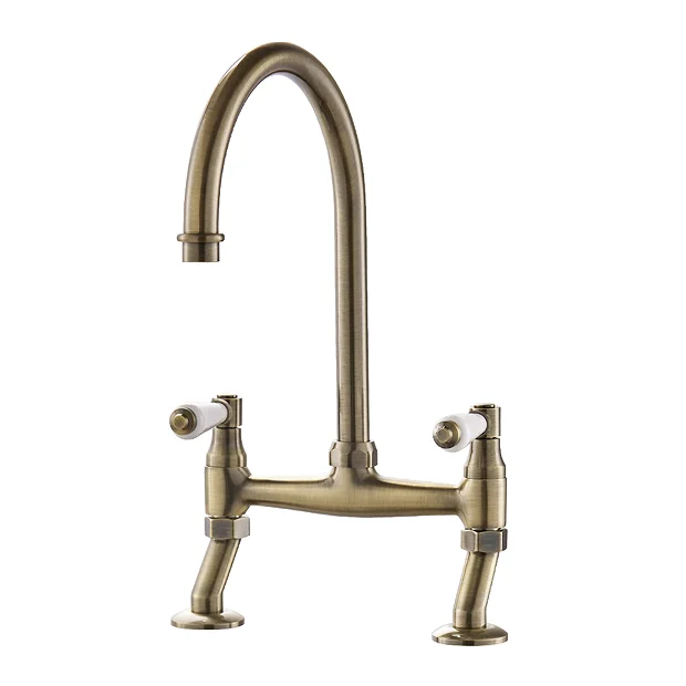 Chatsworth Antique Brass Traditional Bridge Lever Kitchen Tap 3 Chatsworth Antique Brass Traditional Bridge Lever Kitchen Tap
