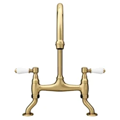 Chatsworth Gold Traditional Bridge Lever Kitchen Sink Mixer -Espaces Bain Shop chtktg d4