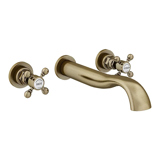 Chatsworth 1928 Antique Brass Wall Mounted Crosshead Bath Filler Tap 4 Chatsworth 1928 Antique Brass Wall Mounted Crosshead Bath Filler Tap - Image 2