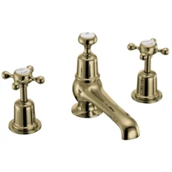 Burlington Gold Claremont 3TH Basin Mixer With Pop-up Waste