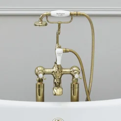 Burlington Gold Claremont Deck Mounted Bath Shower Mixer