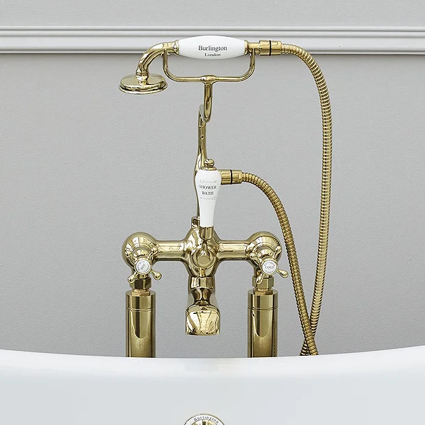Burlington Gold Claremont Deck Mounted Bath Shower Mixer 3 Burlington Gold Claremont Deck Mounted Bath Shower Mixer