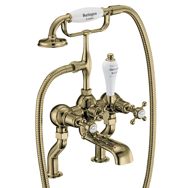 Burlington Gold Claremont Deck Mounted Bath Shower Mixer 4 Burlington Gold Claremont Deck Mounted Bath Shower Mixer - Image 2