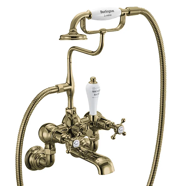 Burlington Gold Claremont Wall Mounted Bath Shower Mixer 3 Burlington Gold Claremont Wall Mounted Bath Shower Mixer