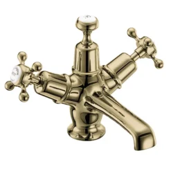 Burlington Gold Claremont Basin Mixer With Click-Clack Waste -Espaces Bain Shop cl6qtgold l