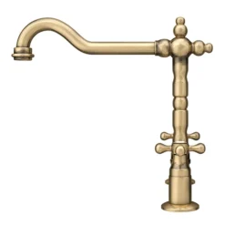 Britannia Classic Bridge Sink Mixer - Brushed Brass -Espaces Bain Shop clbm4 d3