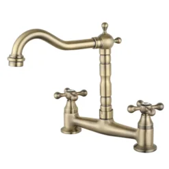 Britannia Classic Bridge Sink Mixer - Brushed Brass -Espaces Bain Shop clbm4 n d1