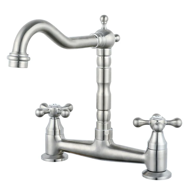 Britannia Classic Bridge Sink Mixer - Brushed Nickel 5 Britannia Classic Bridge Sink Mixer - Brushed Nickel - Image 3