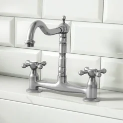 Britannia Classic Bridge Sink Mixer - Brushed Nickel 6 Britannia Classic Bridge Sink Mixer - Brushed Nickel -Espaces Bain Shop clbm5 nw l