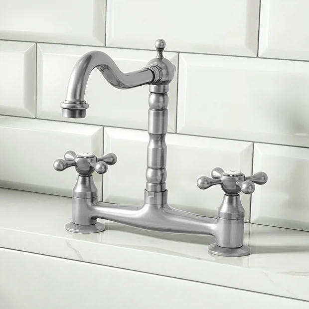 Britannia Classic Bridge Sink Mixer - Brushed Nickel 4 Britannia Classic Bridge Sink Mixer - Brushed Nickel - Image 2