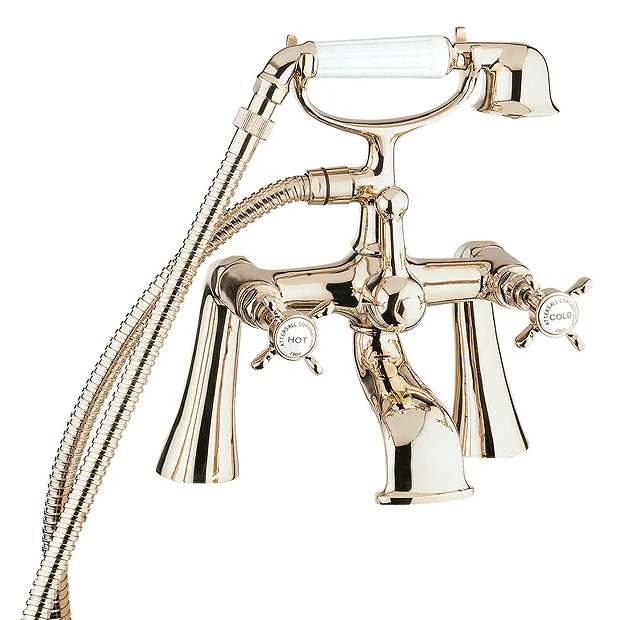 Deva Coronation Pillar Mounted Bath Shower Mixer - Gold 3 Deva Coronation Pillar Mounted Bath Shower Mixer - Gold