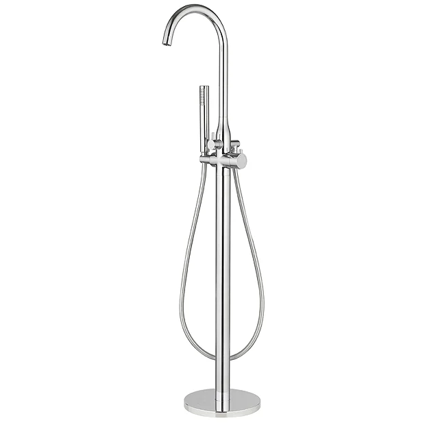 Venice Modern Thermostatic Floor Mounted Freestanding Bath Shower Mixer - Chrome 4 Venice Modern Thermostatic Floor Mounted Freestanding Bath Shower Mixer - Chrome - Image 2