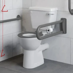 Milton Doc M Pack - Accessible Bathroom Toilet, Basin + Grey Grab Rails -Espaces Bain Shop docmp2gryd2